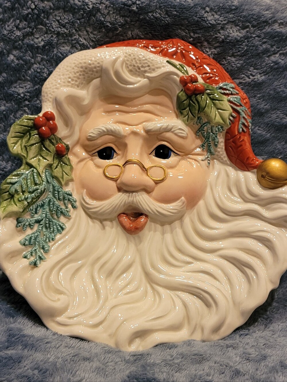 Vtg Fitz and Floyd Classics Old Fashioned Christmas Ceramic Santa Serving Plate